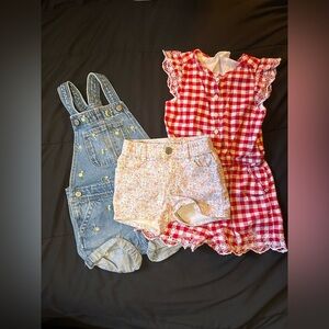 GAP Blue Denim Overalls, GAP shorts , cat and jack romper girls bundle